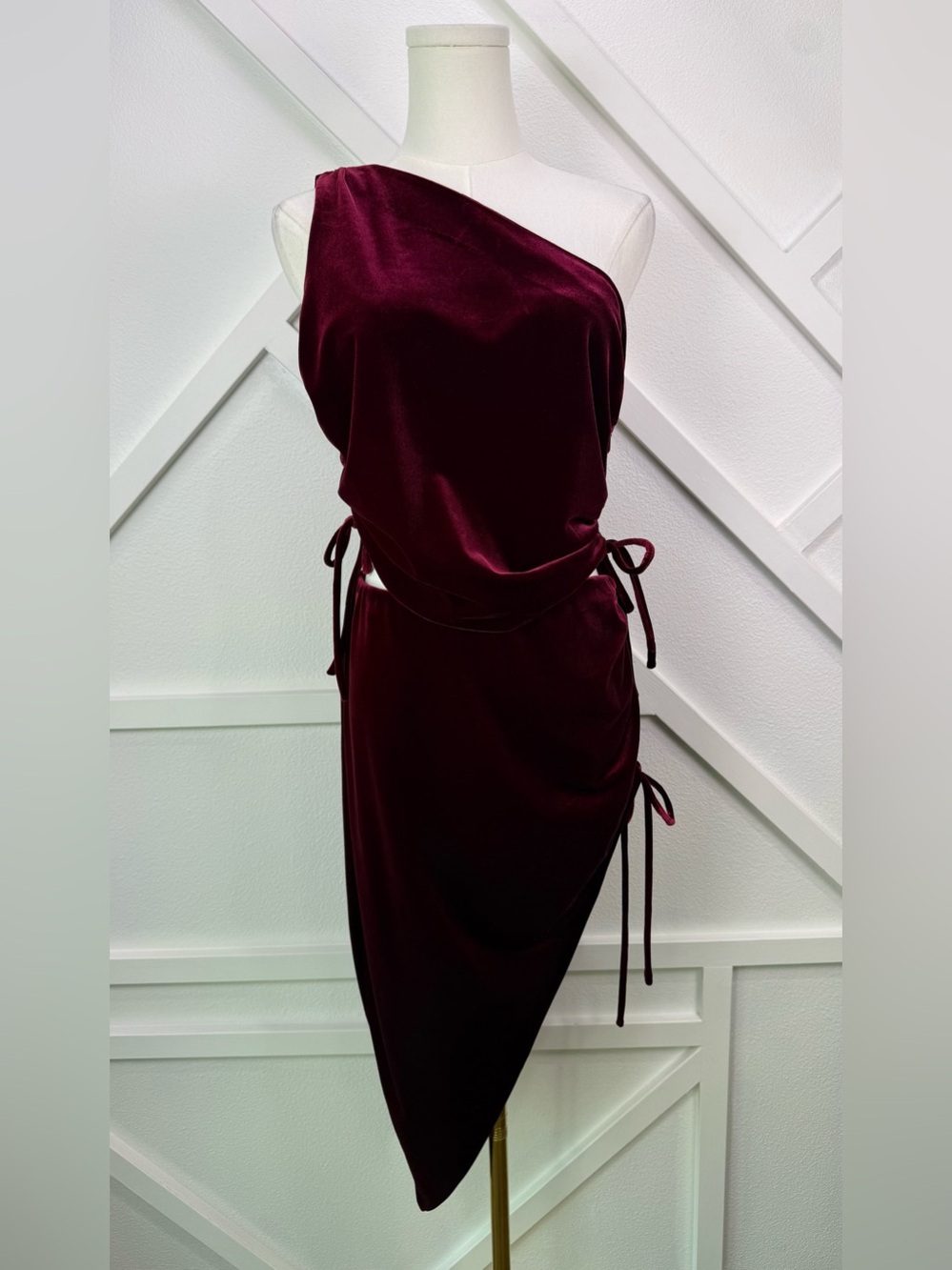 Amanda Uprichard Wine Velvet Skirt Set Ania Top Aviette Skirt Size Medium